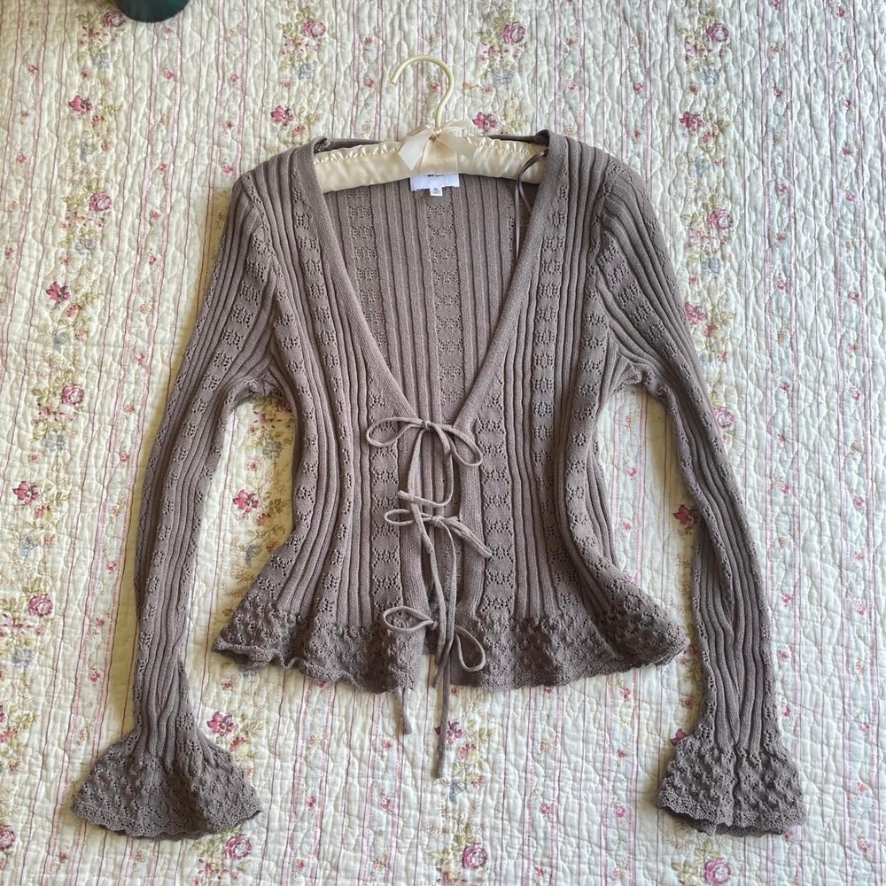 Fairycore brown knit cardigan